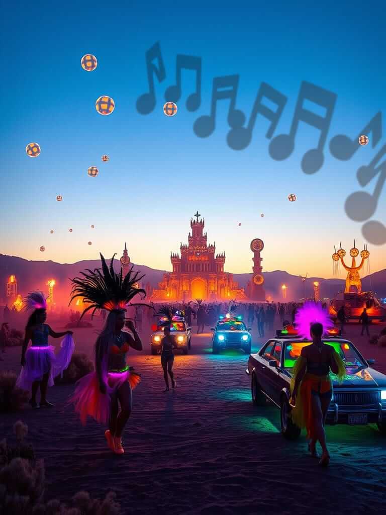 The Temple at burning man with music